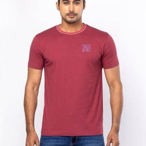 Men Printed Round Neck Pure Cotton Red T-Shirt