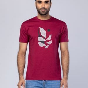 Yellow Ochre Printed Cotton T-Shirt